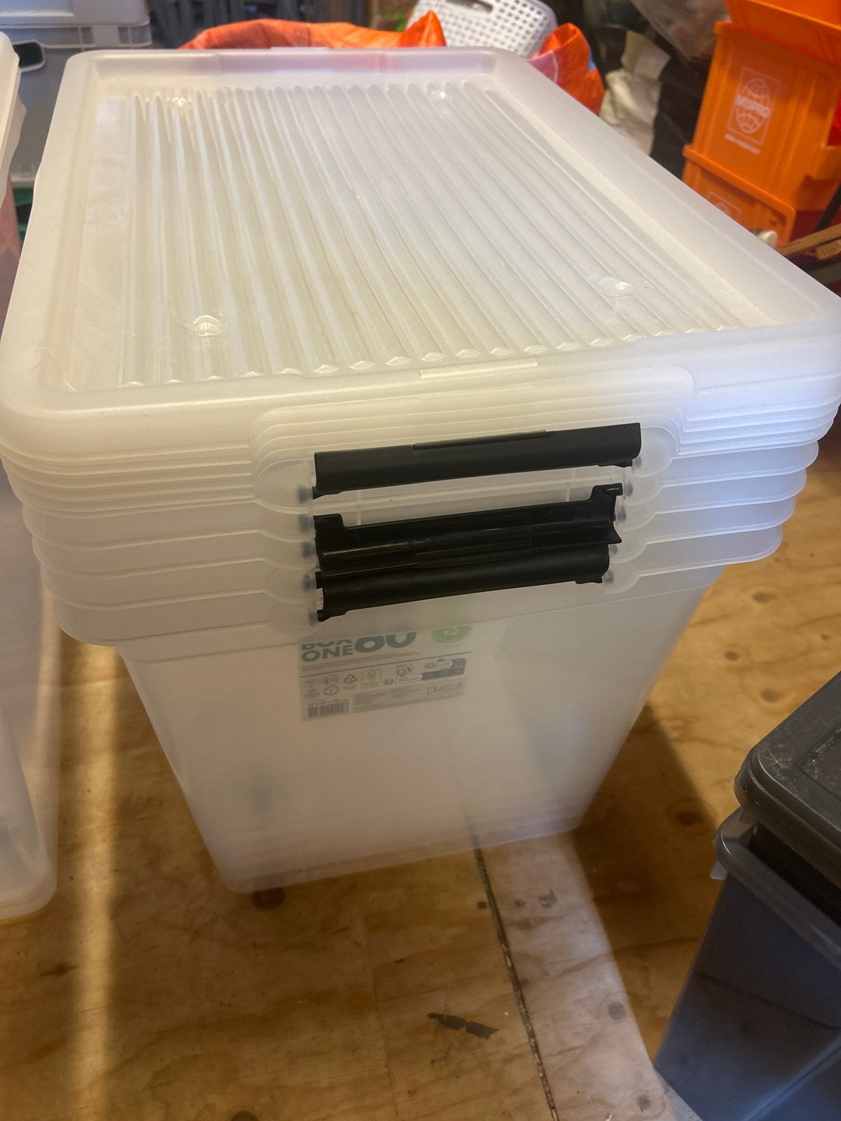 5x Opbergbox 60L met Deksel en Wieltjes - Transparant, Ophalen, 50 tot 100 cm, 50 tot 75 cm, Nieuw