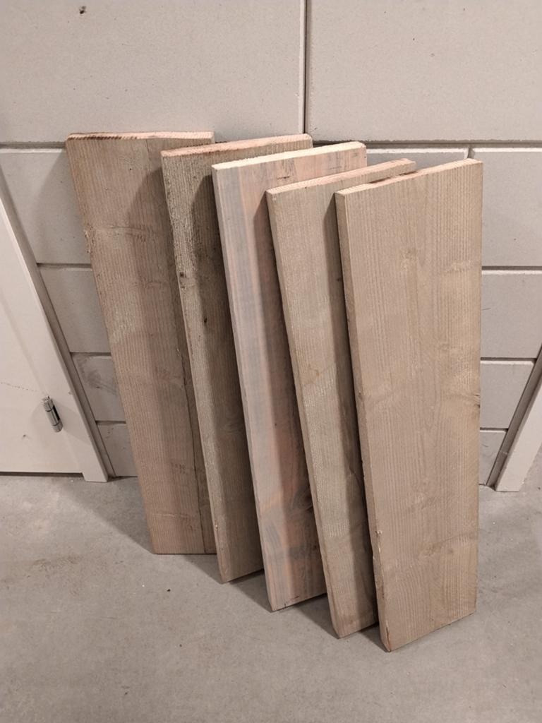 5 Steigerhouten planken 83x19x3 cm, Doe-het-zelf en Verbouw, Hout en Planken, Ophalen, 25 tot 50 mm, Plank, Steigerhout