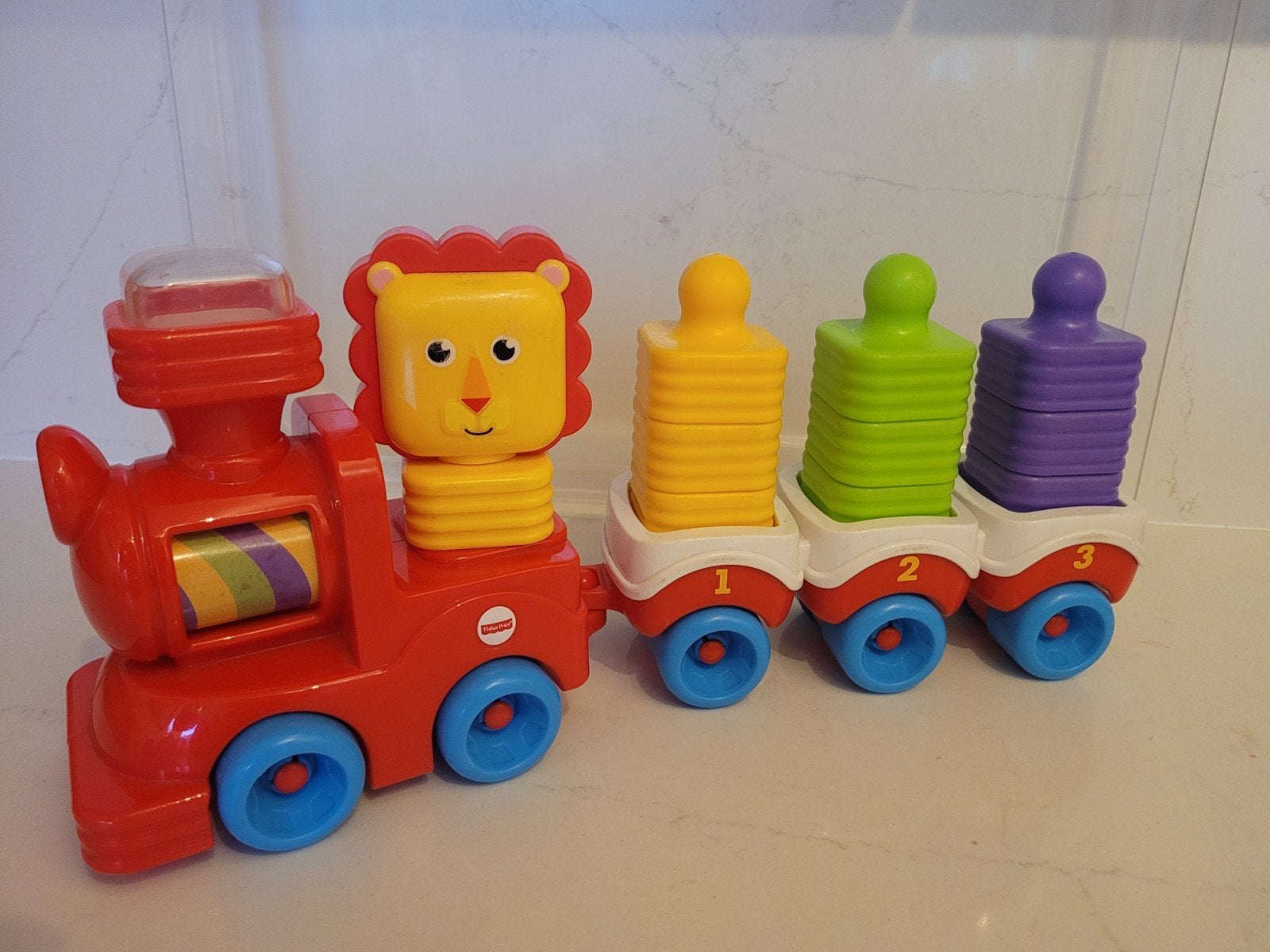 Fisher-Price Stapel Leeuw Trein met Blokken, Ophalen of Verzenden, Gebruikt, Auto of Voertuig