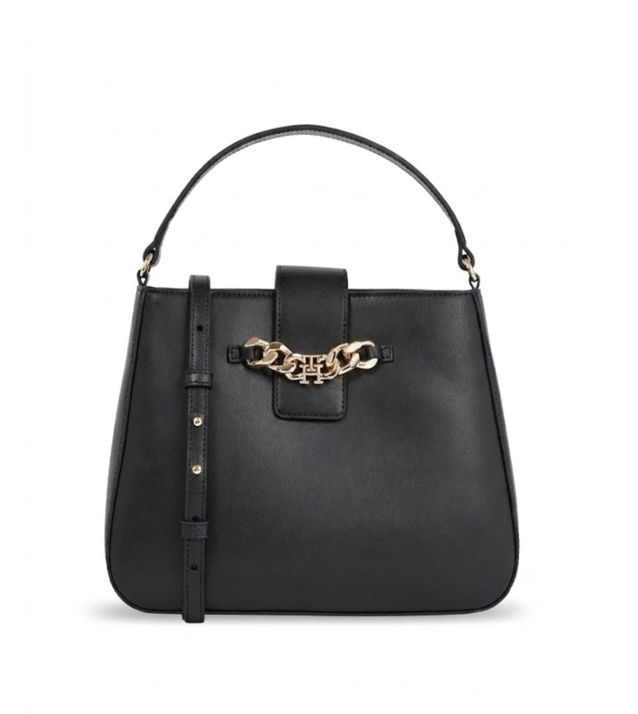 Tommy Hilfiger TH Luxe Satchel zwart - nieuw met labels, Verzenden, Nieuw, Zwart