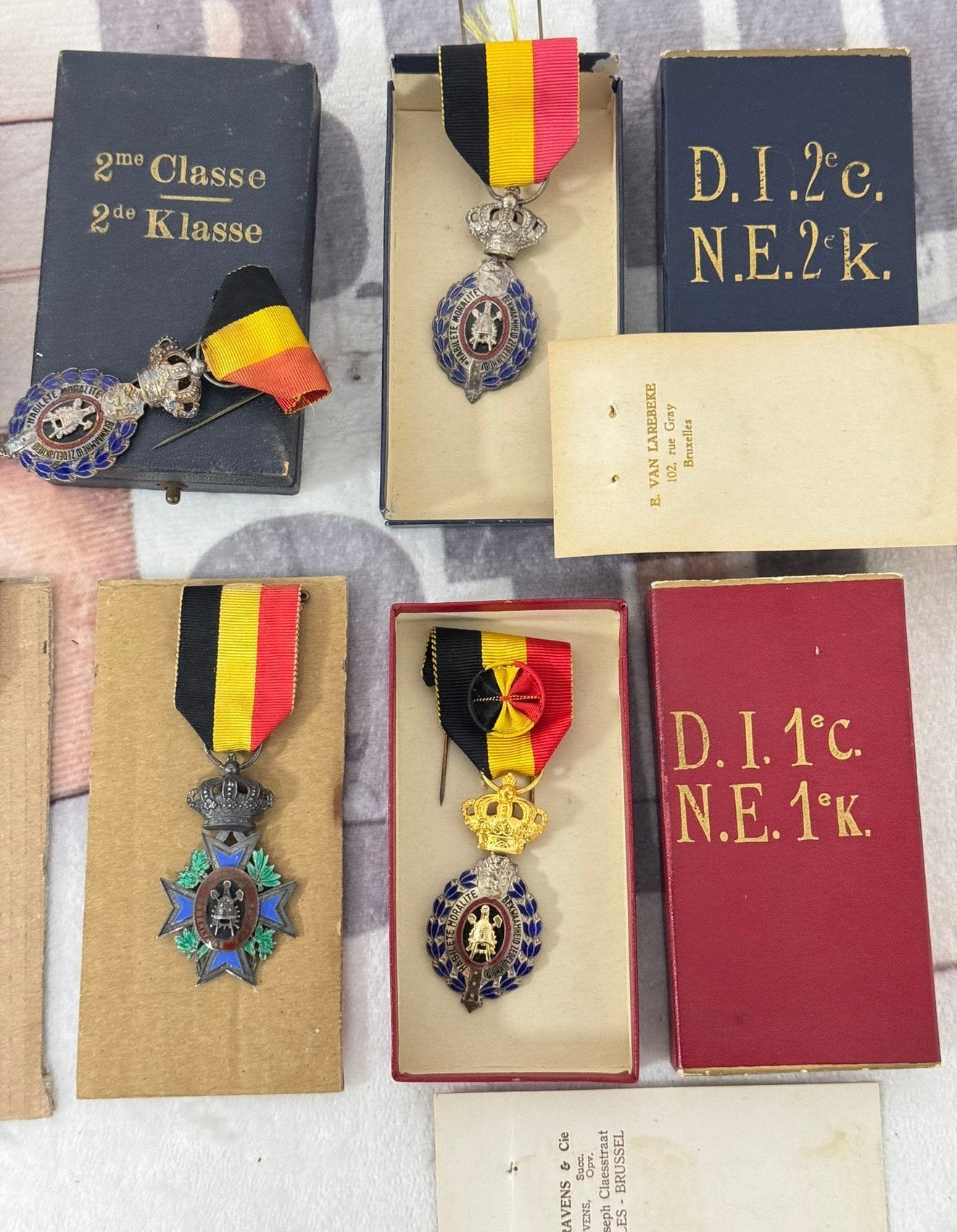 7x Belgische medaille belgie 1ste 2de klasse Dienstmedaillon, Postzegels en Munten, Penningen en Medailles, Ophalen of Verzenden