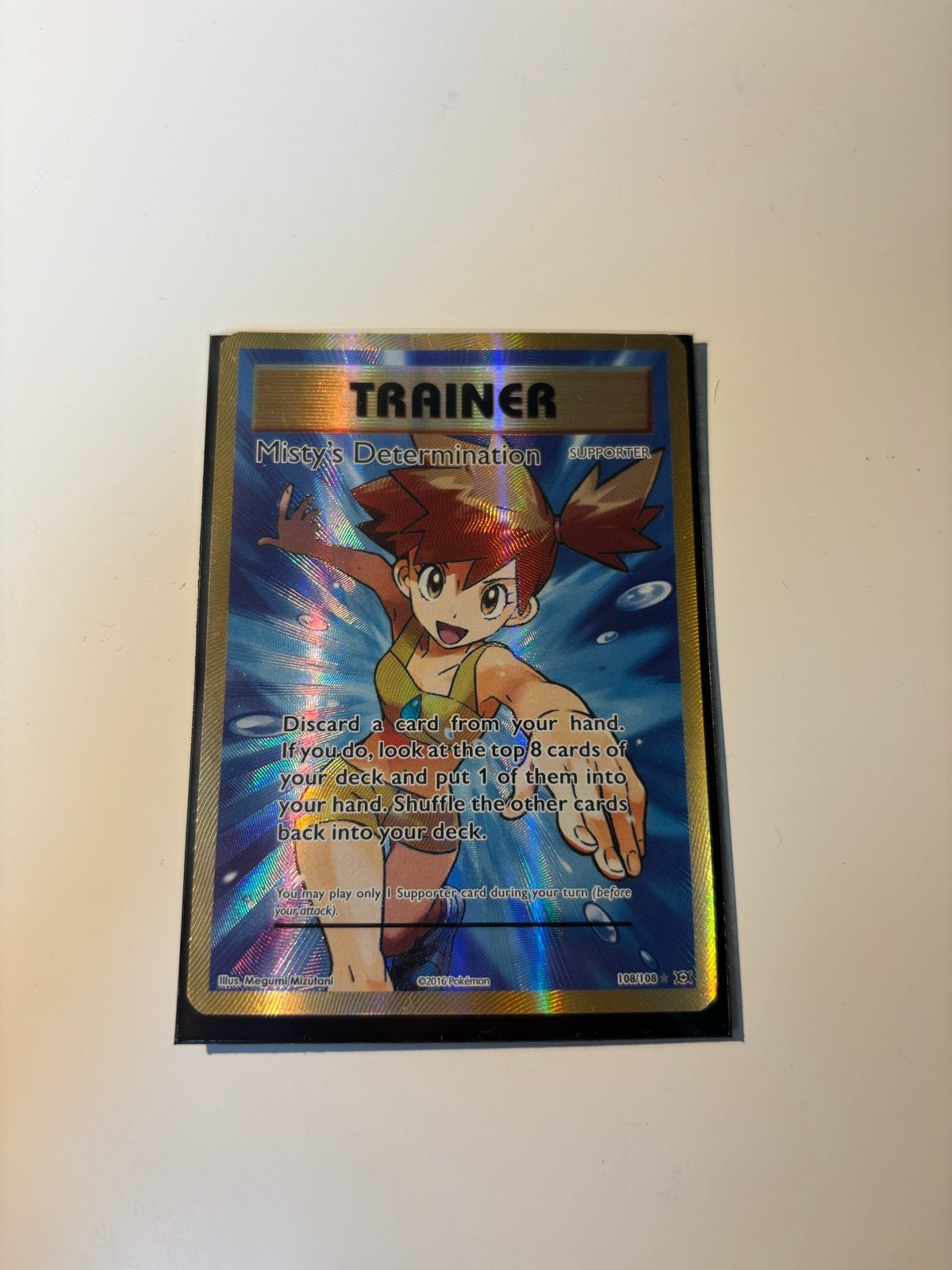 Misty's Determination Full Art Trainer Pokémon Kaart, Verzenden, Zo goed als nieuw, Losse kaart, Foil