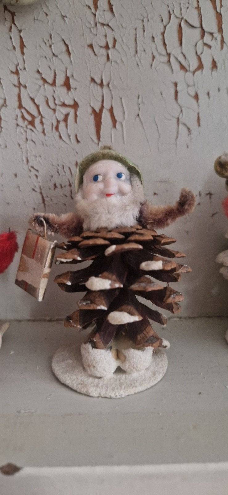 Lotje van 5 dennenappelmannetjes~oude japanse kerstmannetjes, Diversen, Kerst, Ophalen of Verzenden, Gebruikt
