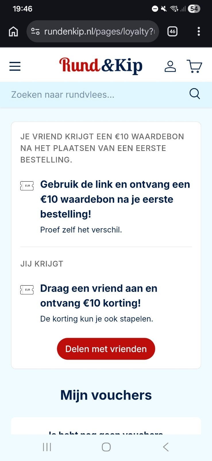 Rund en kip vlees kortingsvoucher €10, Eén persoon, Kortingsbon