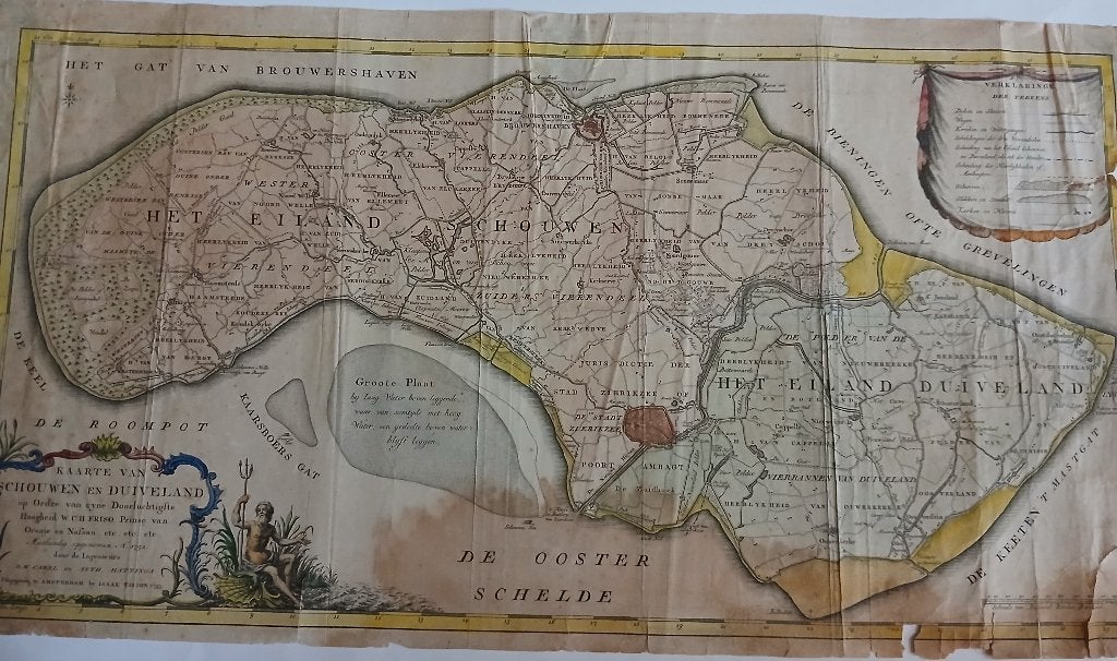 Kaarte van Schouwen en Duiveland D.W &A.Hattinga Tirion 1753, Cartografie, 32 cm, 1700 - 1799, 62 cm