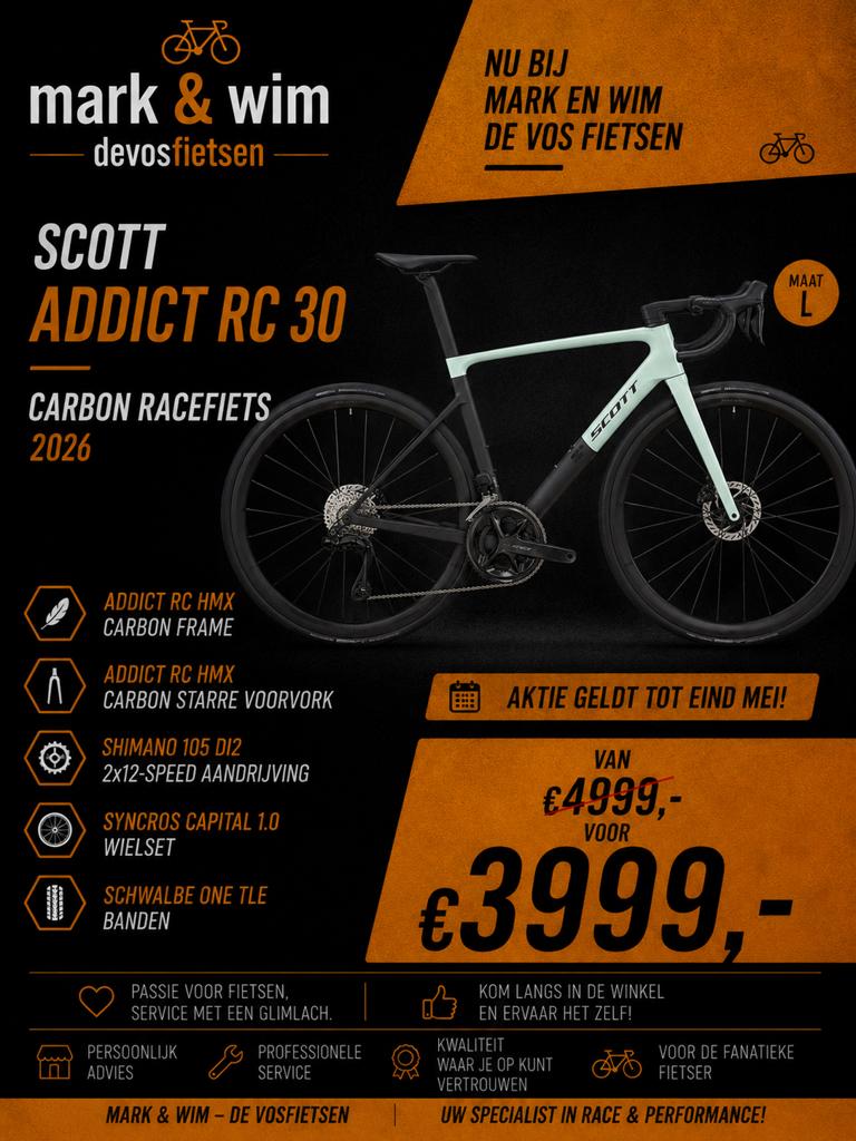 SCOTT ADDICT RC 30 - Carbon Racefiets - 2026 - Maat L, Fietsen en Brommers, Fietsen | Racefietsen, 28 inch, Carbon, Heren, Nieuw