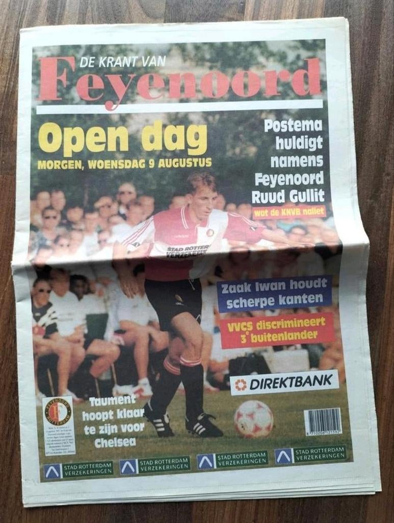 Krant Feyenoord 1995 oa: Taument, Fräser, Iwan, Vidmar, Bosz, Verzamelen, Ophalen of Verzenden, Gebruikt, Feyenoord, Overige typen