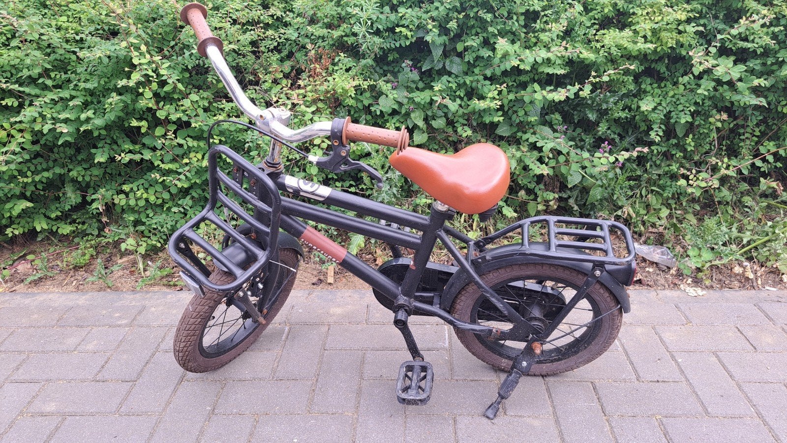 Kinderfiets 14 inch met voordrager en bagagedrager, Ophalen, Gebruikt, 16 tot 20 inch