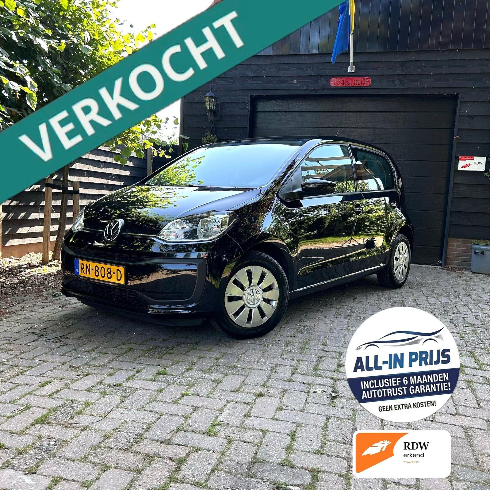 Volkswagen up! 1.0 BMT Move | DAB | NAV | BT | 6Mnd GARANTIE, Auto's, Stof, 4 stoelen, Zwart, Origineel Nederlands