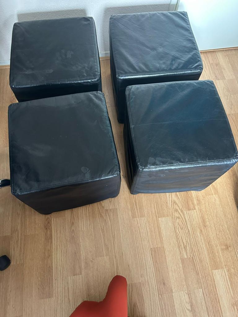4x ikea hocker poef zwart leder, Ophalen, Minder dan 50 cm