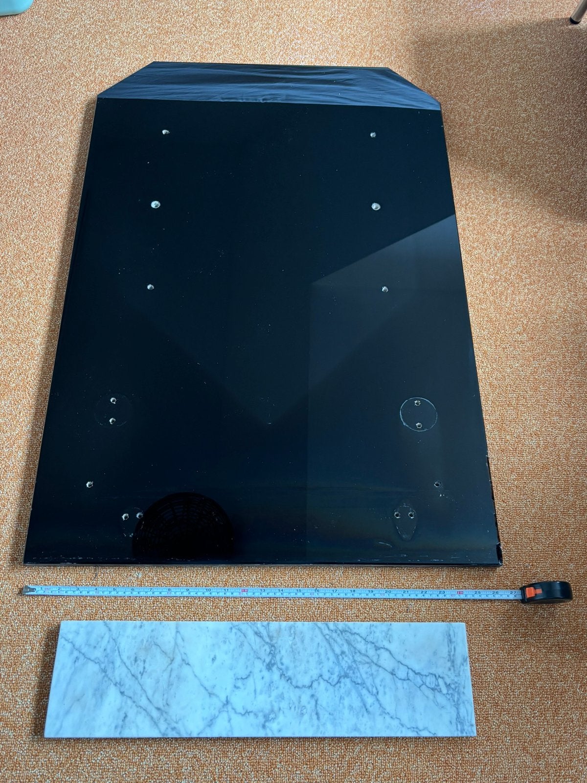 Gratis ophalen: vintage zwarte glazen wandplaat wastafel, Huis en Inrichting, Ophalen, Gebruikt, Overige typen, 50 tot 100 cm