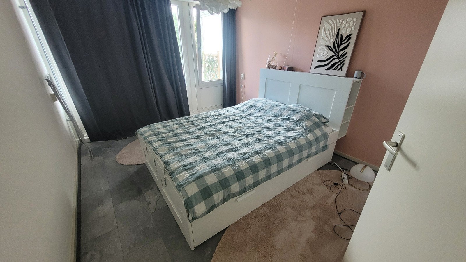 IKEA Brimnes bed 140x200 met hoofdeinde en matras, Ophalen, Wit, 140 cm, Zo goed als nieuw