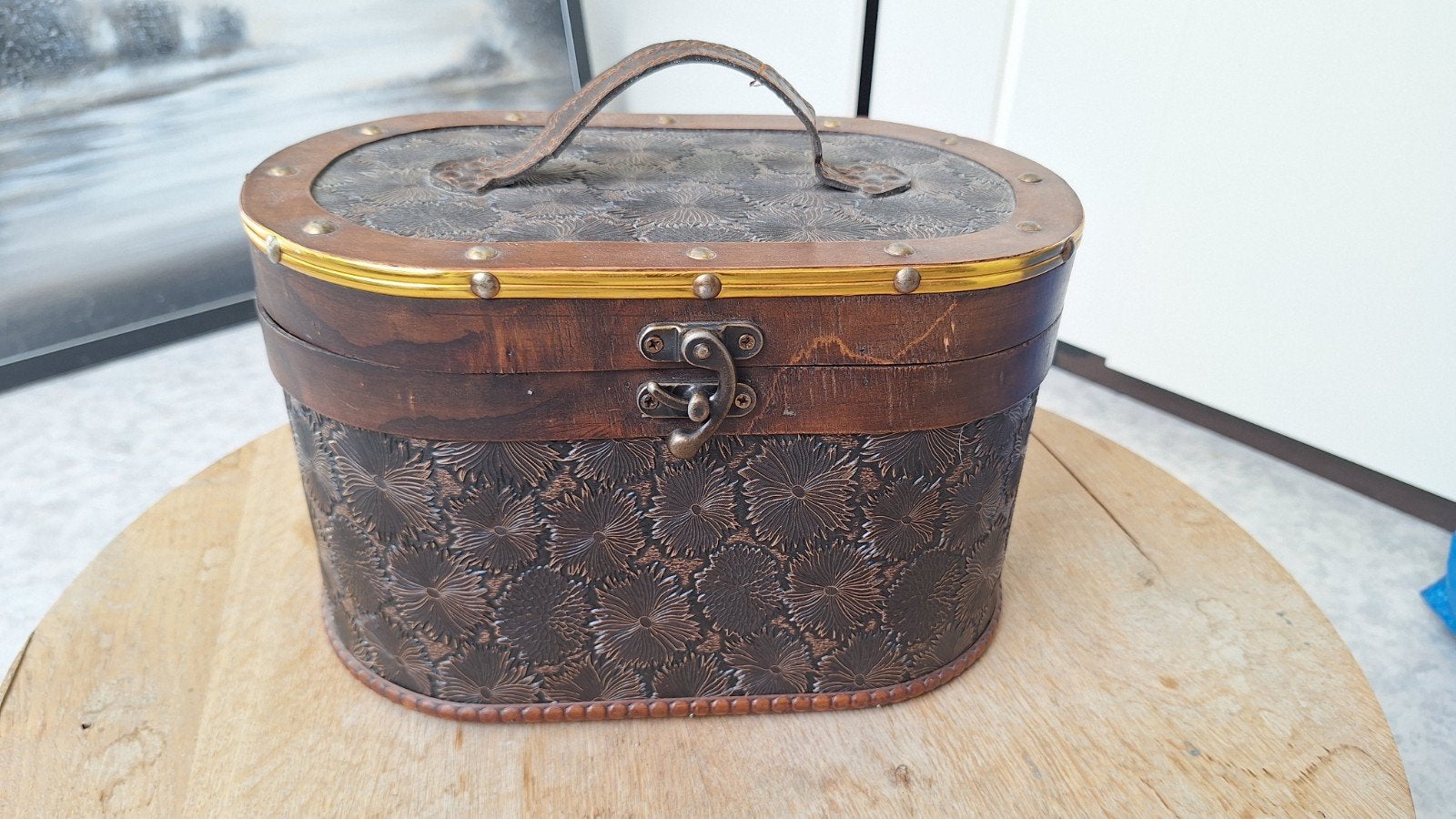 Vintage hoedendoos/koffer, Ophalen of Verzenden, Zo goed als nieuw, Bruin, Vintage