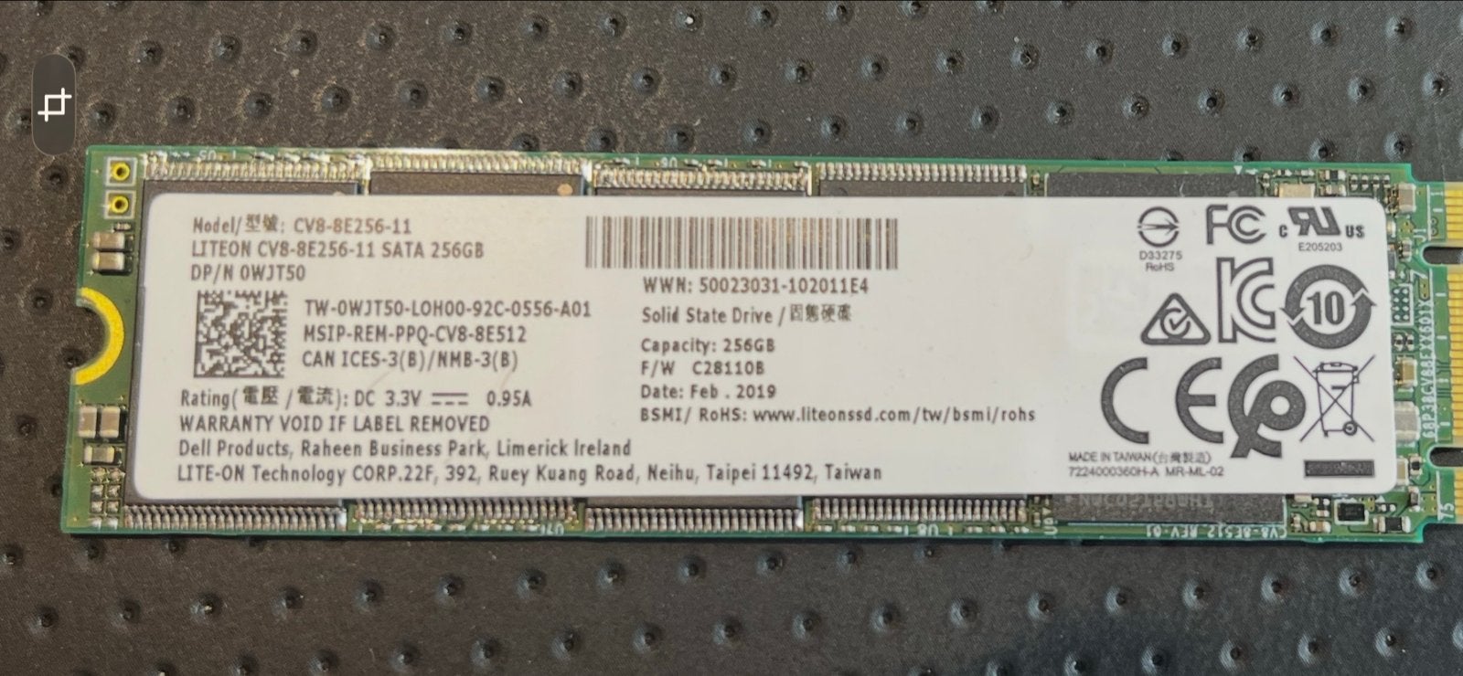 LITEON CVB-8E256-11 256GB SATA SSD M.2 (Feb 2019), Computers en Software, Harde schijven, Intern, Gebruikt, Server, Ophalen of Verzenden