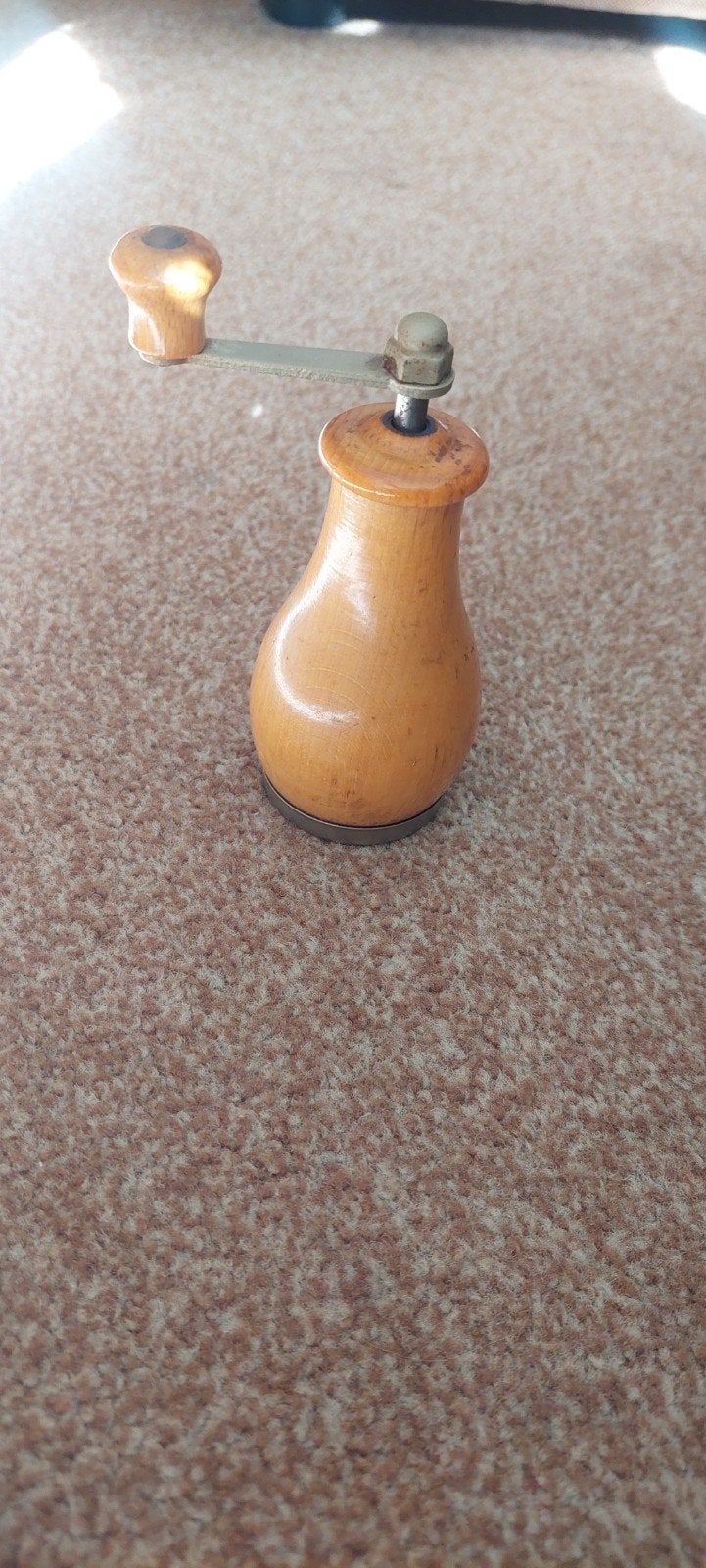 Vintage houten pepermolen met handvat, Antiek en Kunst, Ophalen of Verzenden