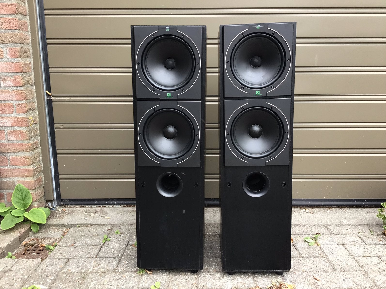 Kef C85 uni q technologie vintage speakers, Gebruikt, 60 tot 120 watt, Front, Rear of Stereo speakers, Ophalen