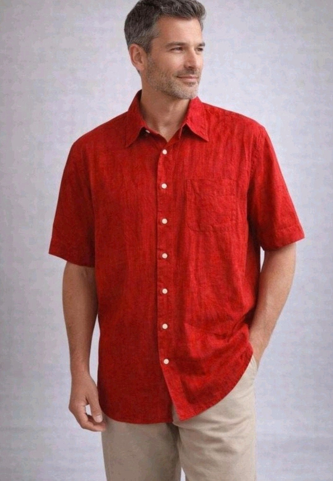 McNeal Heren Overhemd Rood Korte Mouw XXL – 100% Katoen, Kleding | Heren, McNeal, Ophalen of Verzenden, Zo goed als nieuw, Overige halswijdtes