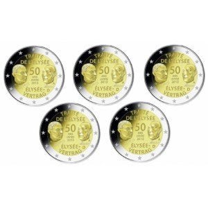 5x 2 euro Duitsland 2013 Serie ADFGJ - Elysee Verdrag - UNC, Verzenden, Duitsland, 2 euro, Setje