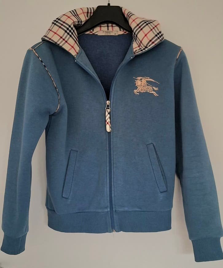 BURBERRY HOODIE MET RITSSLUITING MAAT M VALT ALS S, Ophalen, Blauw