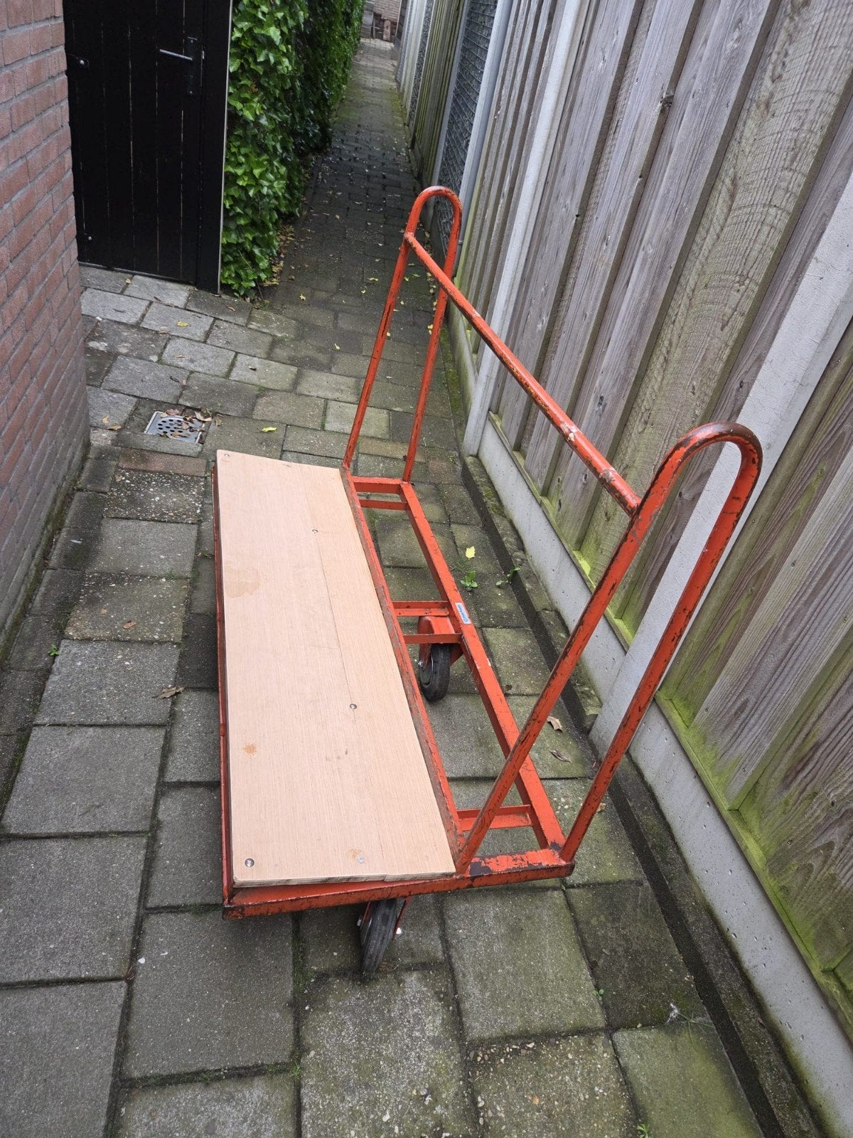 Overtoom platenkar met nieuw hout en goede wielen, Ophalen of Verzenden