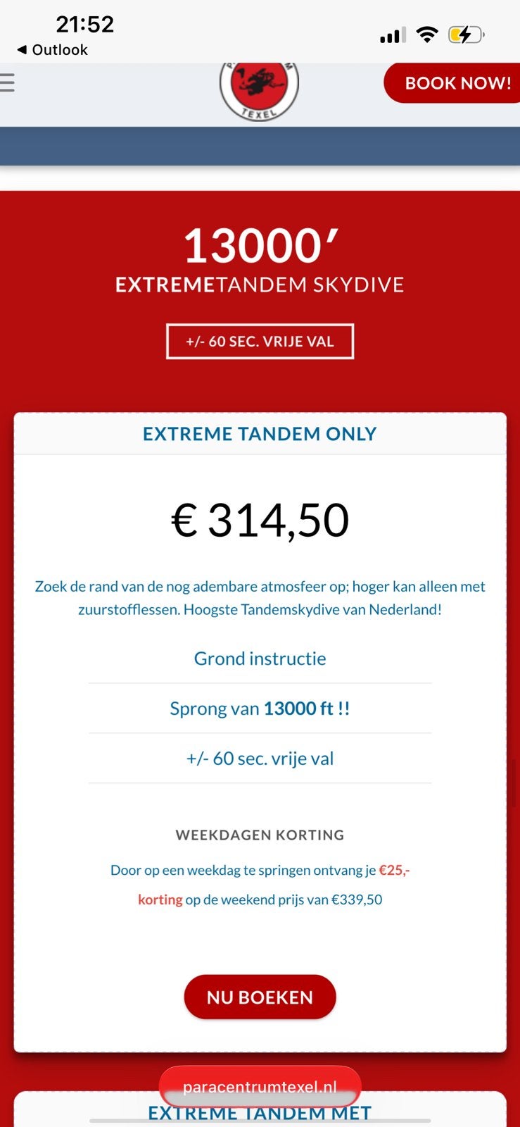 Tandem sprong extreme paracentrum texel, Eén persoon