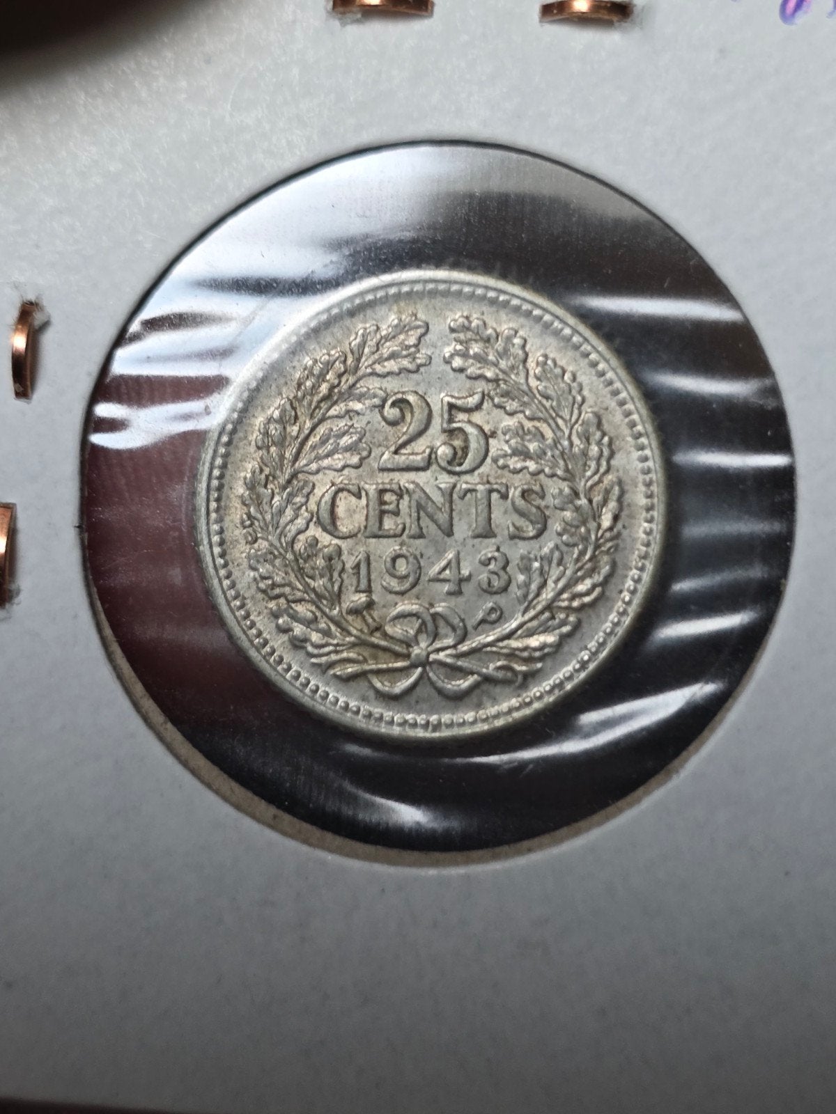 25 cent 1943 PP Nederland, Verzenden, Zilver, 25 cent, Koningin Wilhelmina