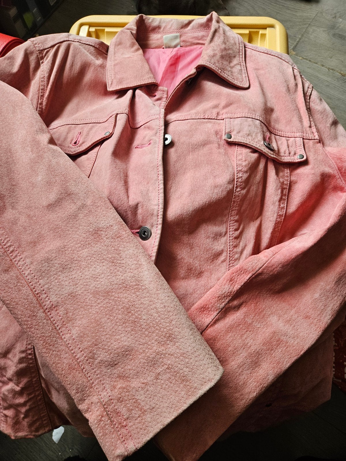 Vintage roze lederen jackje jaren '90, Maat 46/48 (XL) of groter, Ophalen of Verzenden, Roze, N.v.t