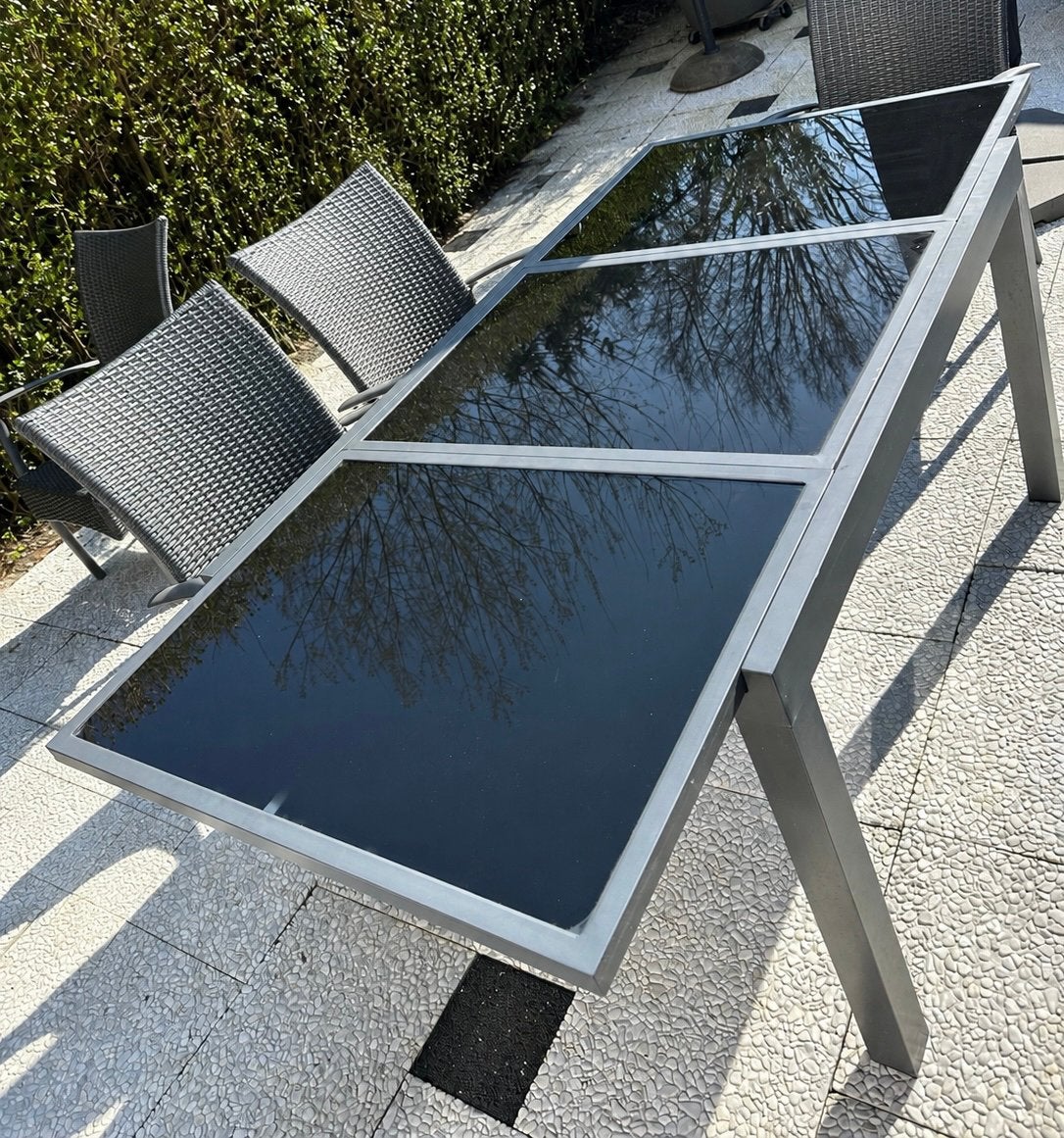Livarno glastafel tuin, Ophalen, Gebruikt, Rechthoekig, Aluminium