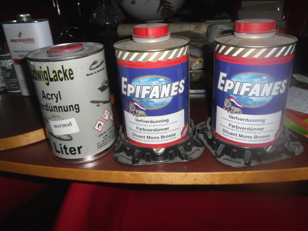 3 x 1 liter verfverdunning, 2 x epifanes, 1 x ludwiglacke no, Ophalen of Verzenden, Nieuw