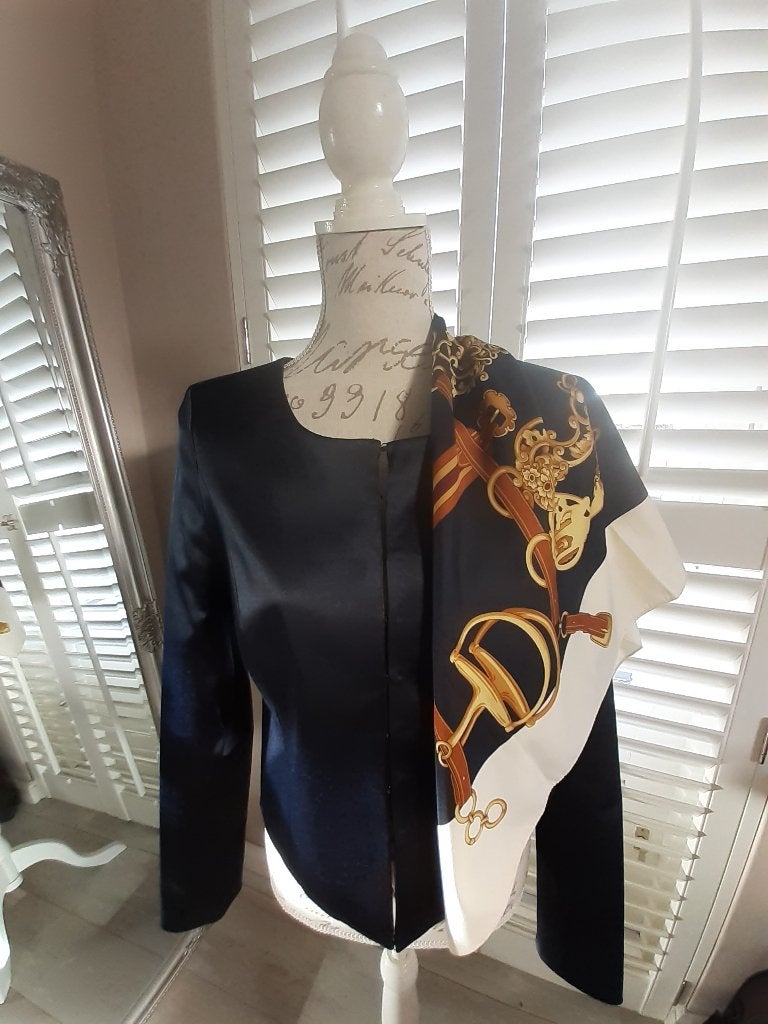 Schitterend donkerblauw blazer jasje, merk EMMA, maat 38., Maat 38/40 (M), Blauw, Ophalen of Verzenden, Zo goed als nieuw
