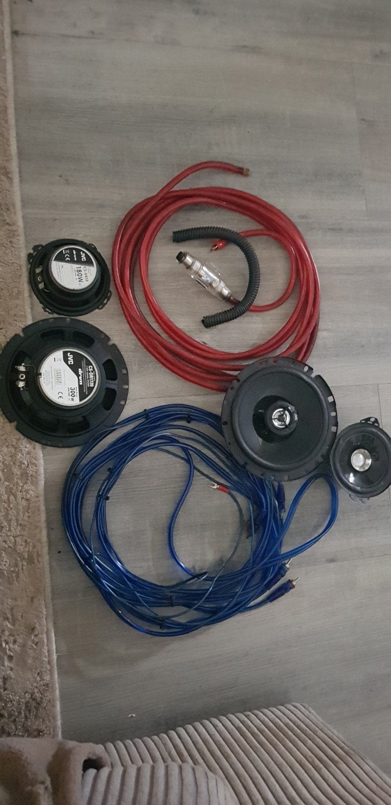 JVC Autospeakers met bekabeling en zekering, Ophalen, Gebruikt