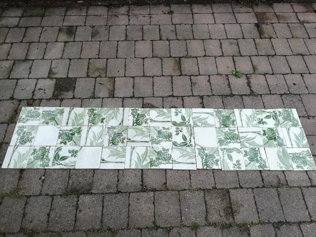 40 st Prachtige mix antieke wandtegels zachtgroen 195x45cm, Ophalen