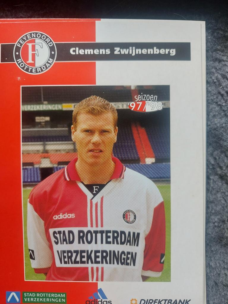 Feyenoord Spelerskaart Clemens Zwijnenberg '97/'98, Ophalen of Verzenden