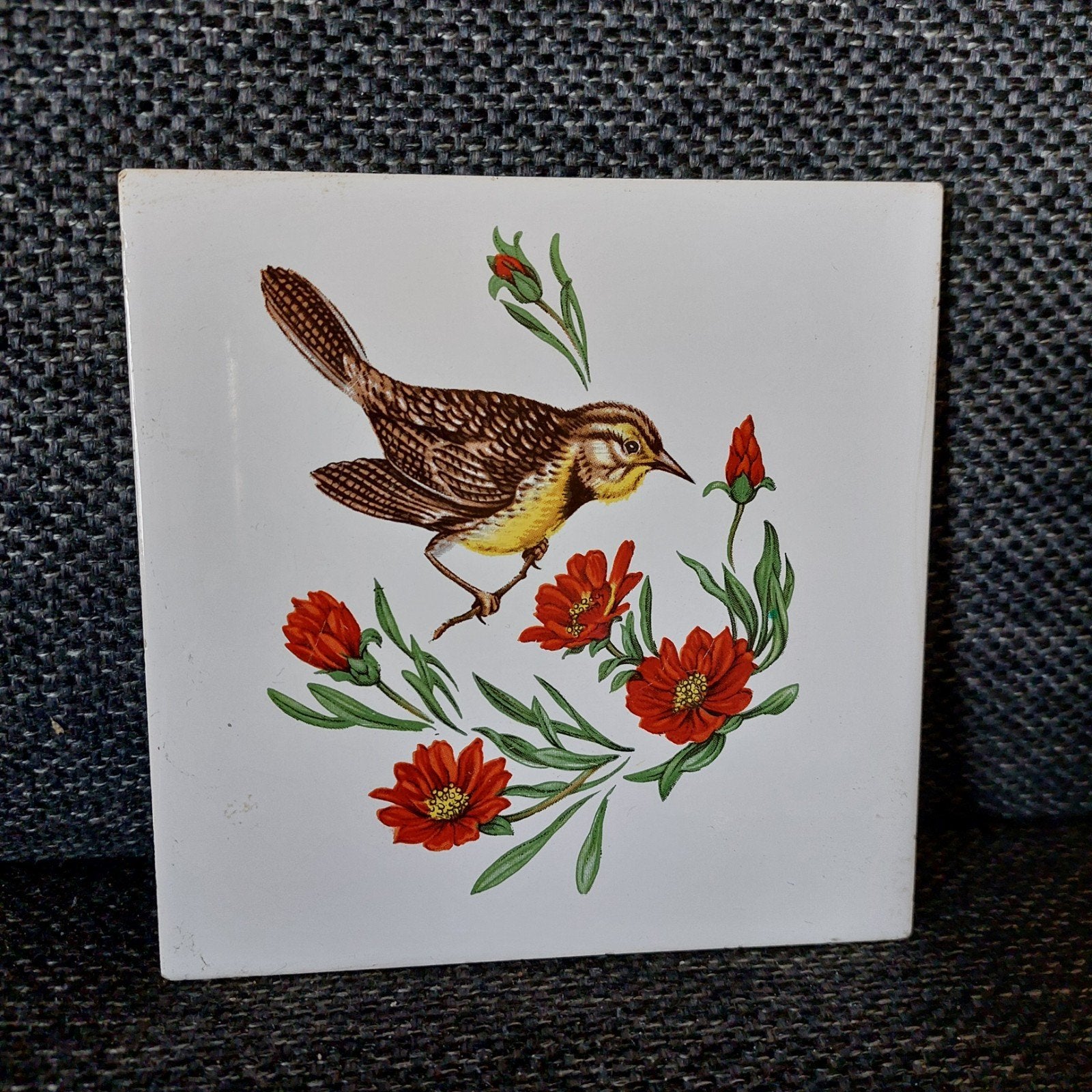 Vintage Mosa Holland Tegel met Vogel en Bloemen, Antiek en Kunst, Ophalen of Verzenden