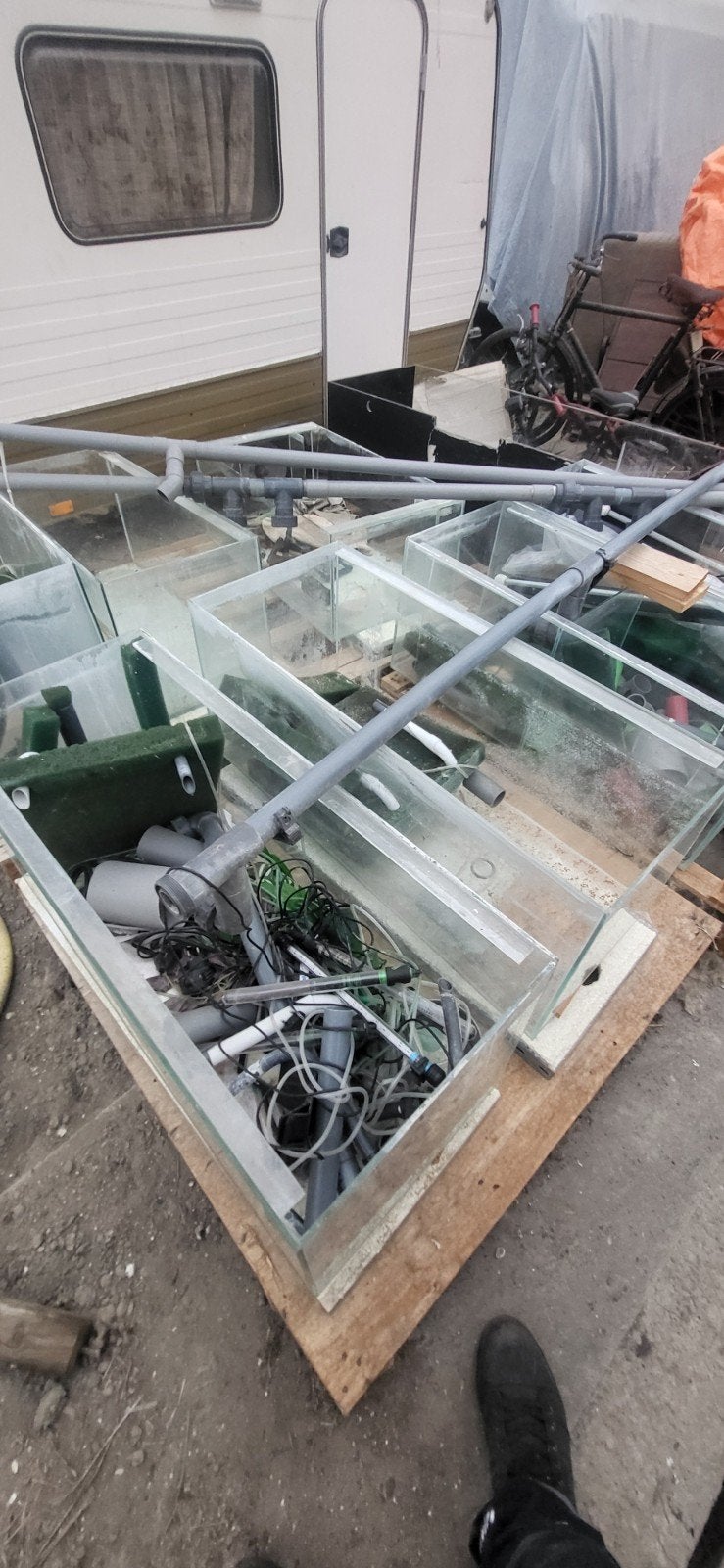 6 lege aqariums van een stelling, Ophalen of Verzenden