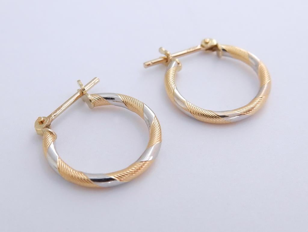 Kleine 18 karaat Gouden Bicolor Creool Oorbellen Oorringen, Jw, Verzenden, Nieuw, Info@juwelenwereld.nl