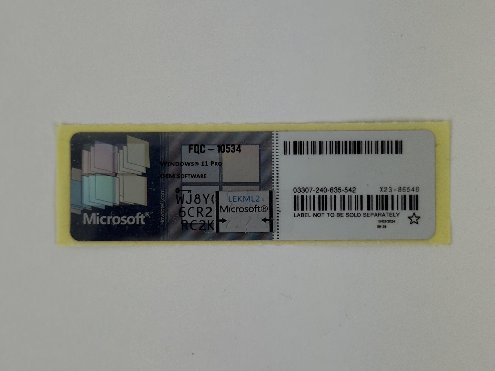 Microsoft Windows 11 Pro OEM COA Sticker – Nieuw, Computers en Software, Ophalen of Verzenden, Nieuw, Windows