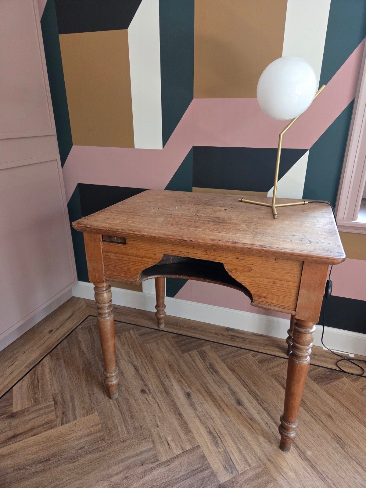 Antieke houten kaarttafel met lade, Ophalen