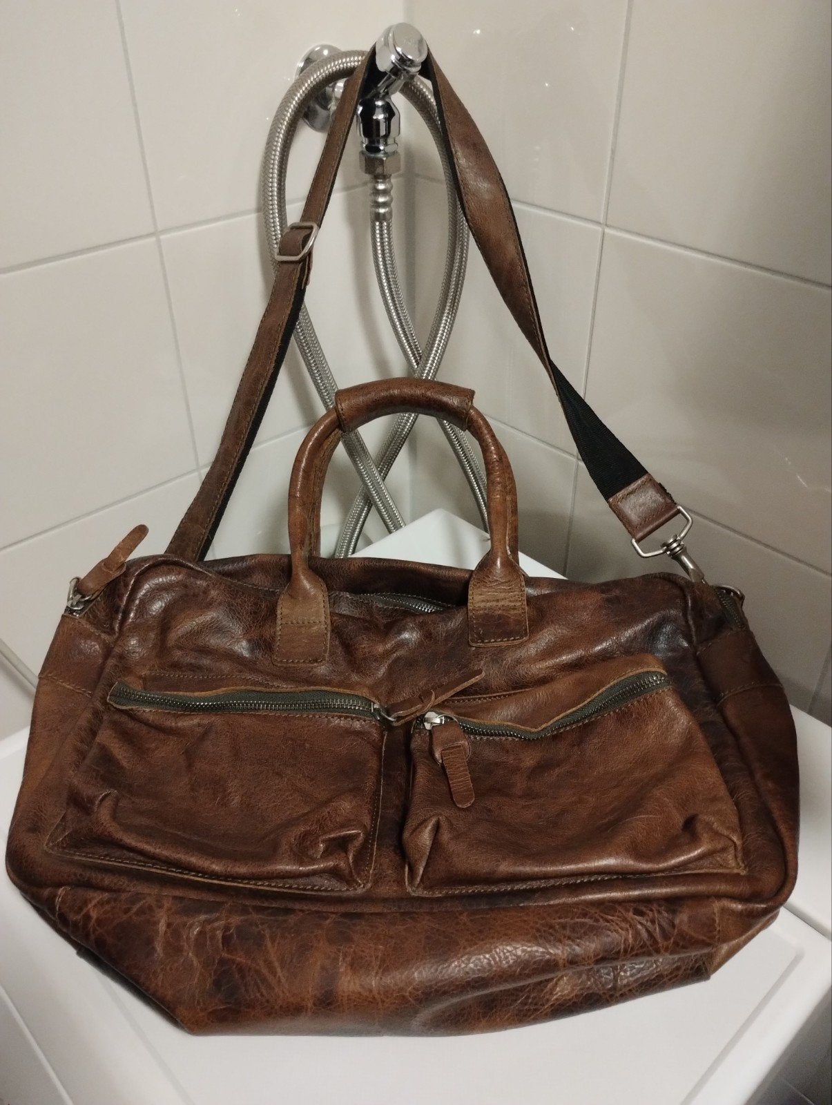 CowboysBag nummer 1030 leren weekendtas schoudertas, Ophalen of Verzenden, Bruin, Leer