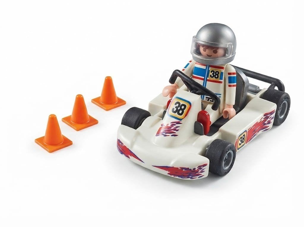 Playmobil kart met coureur en pionnen, Ophalen of Verzenden, Gebruikt, Complete set, Voertuig