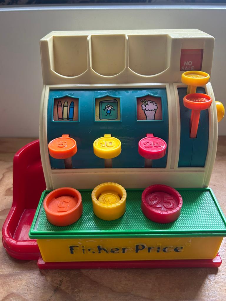 Fisher price kassa, vintage!, Ophalen of Verzenden, Gebruikt, Overige typen, Met geluid