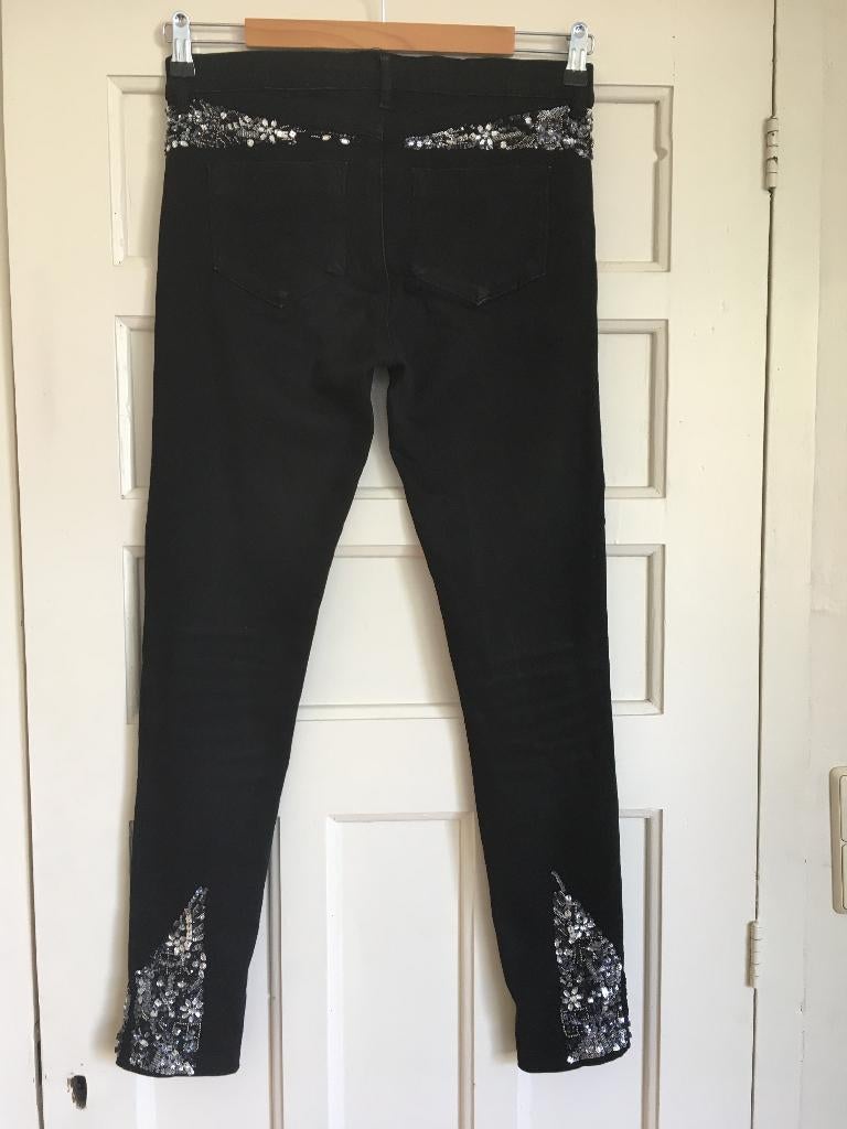 Zwarte strakke jeans met pailletten van French Connection, Maat 38/40 (M), French Connection, Zwart, Ophalen of Verzenden