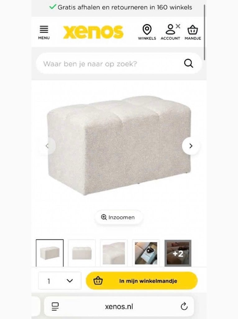 Hocker/ poef Xenos, Vierkant, Minder dan 50 cm, Ophalen of Verzenden, Zo goed als nieuw