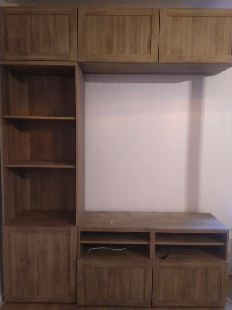 Walnoten kleur tv wandmeubel IKEA, Ophalen, 150 tot 200 cm, Overige materialen, 150 tot 200 cm