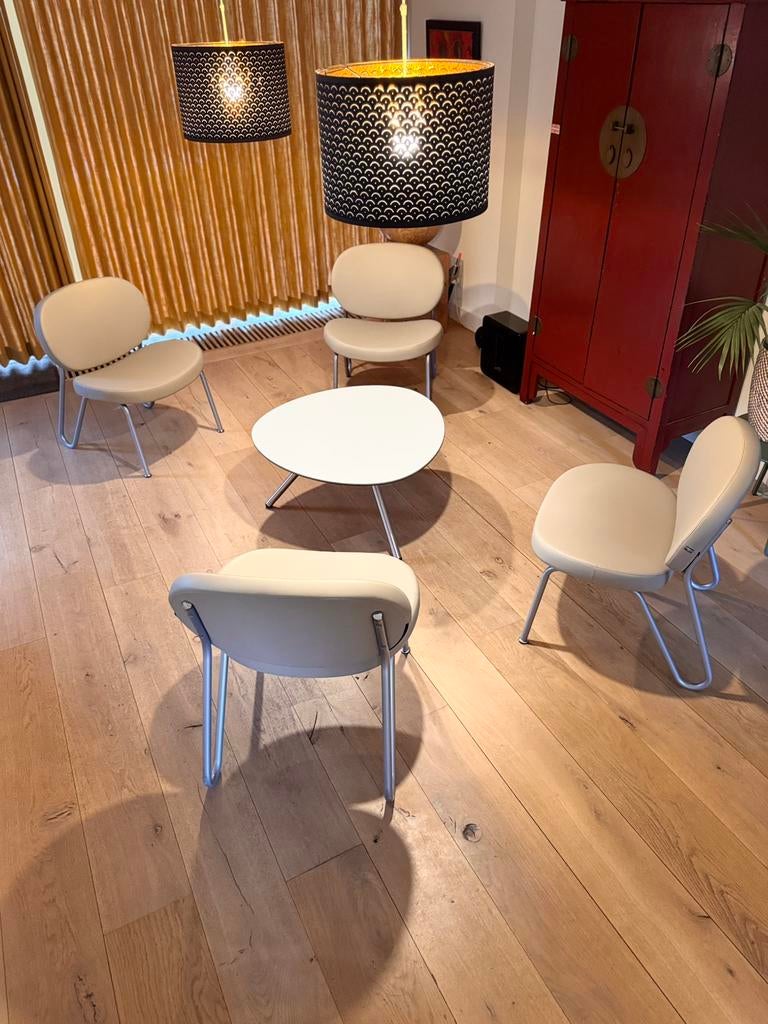Sitland Design Set: 4 Fauteuils +  Tafel (ZGAN), 4 zitplaatsen, Bijzettafel, Aluminium, Ophalen of Verzenden