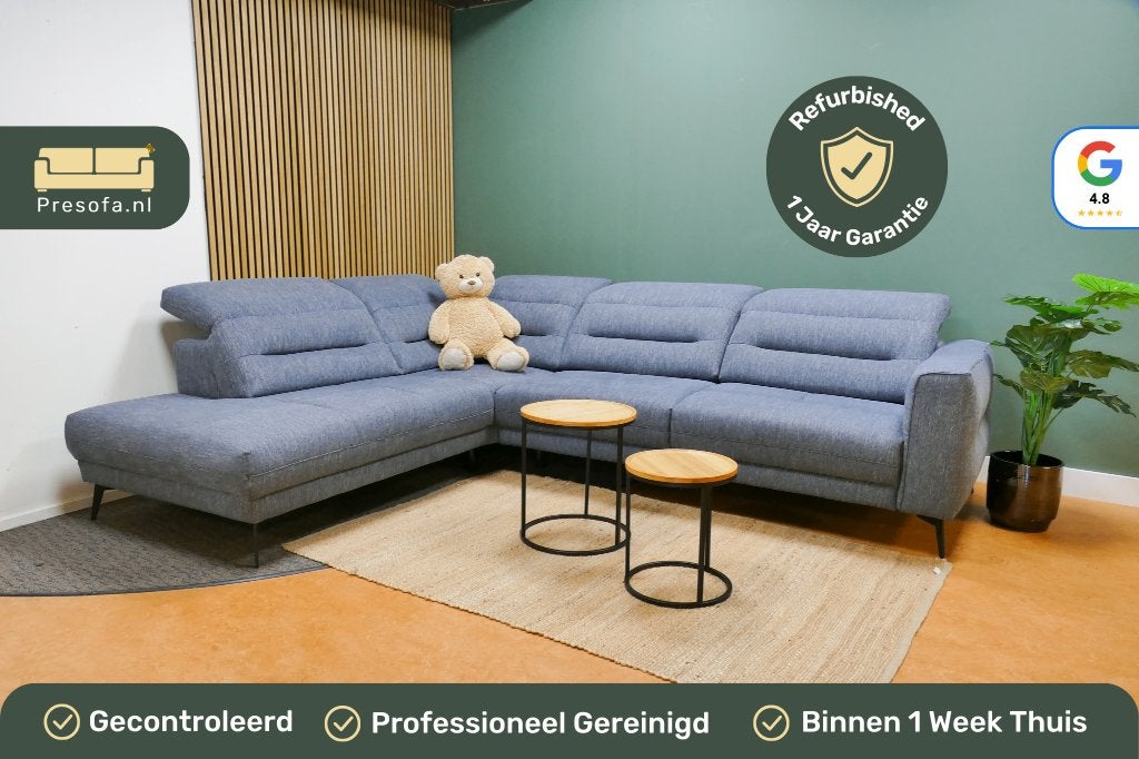 Moderne Hoekbank Noème Kuba Blauw [Refurbished], 250 tot 300 cm, -, -, Hoekbank