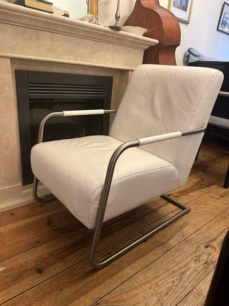 Lounge stoel zit fauteuil wit luxe, Ophalen, Zo goed als nieuw, 75 tot 100 cm, 50 tot 75 cm