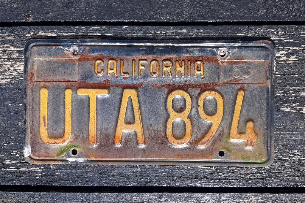 Kentekenplaat licenseplate California 1963 Black Plate USA, Ophalen of Verzenden, Gebruikt