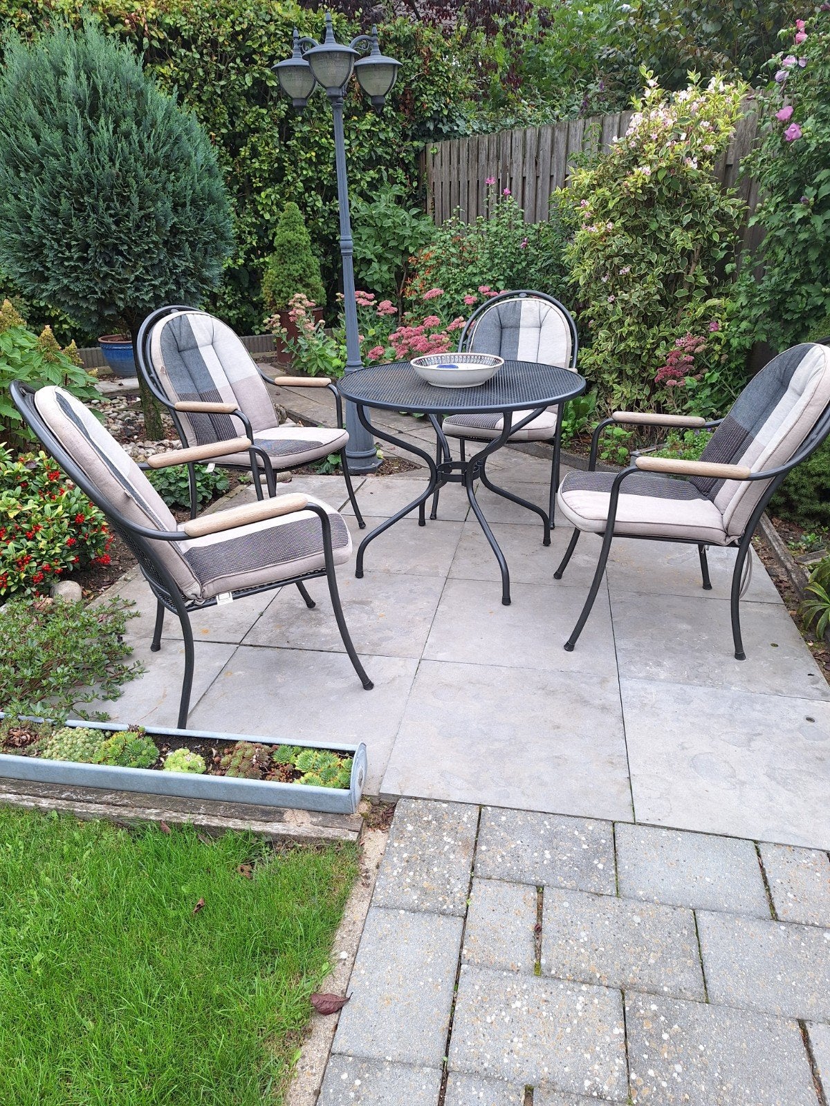 Tuinset: tafel met 4 stoelen RoyalGarden en kussens, Ophalen, Gebruikt, Tuinset, Eettafel