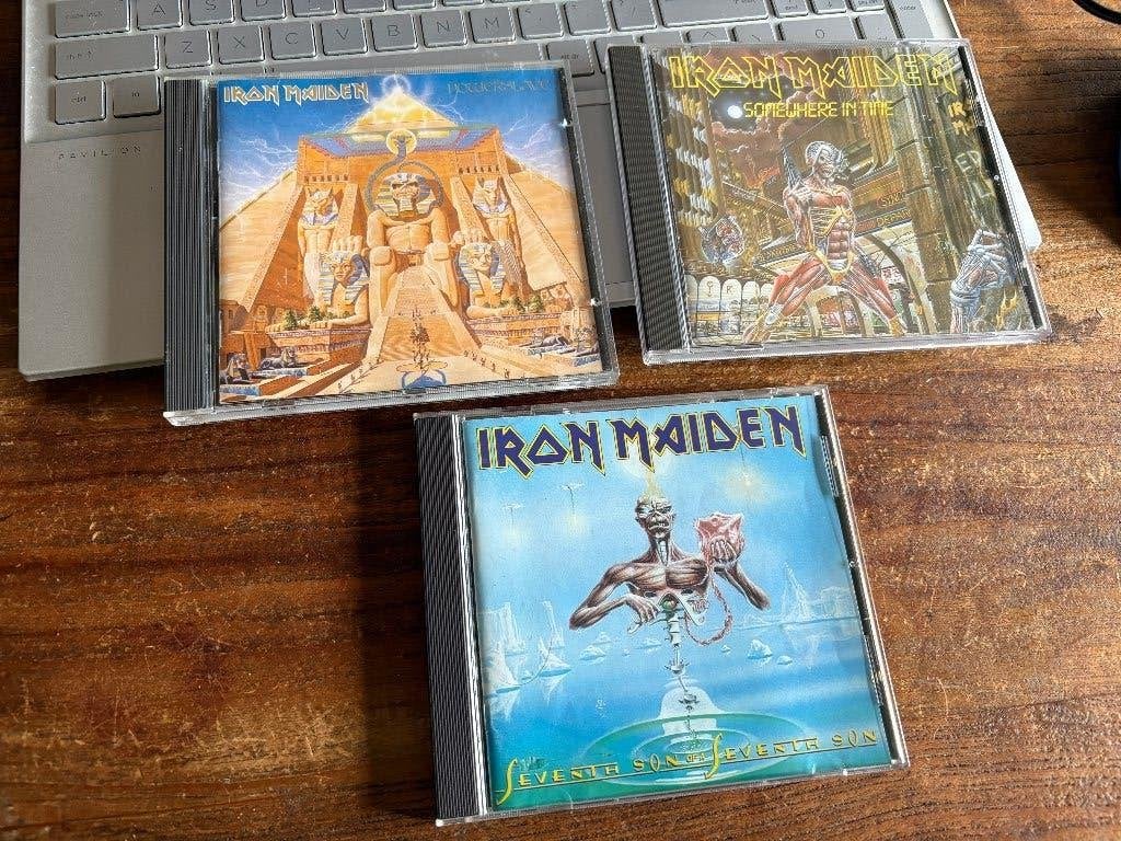Iron Maiden 3xcd Powerslave, somewhere in time, seventh son, Ophalen of Verzenden, Gebruikt, Hardrock